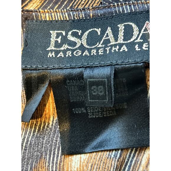 ESCADA VINTAGE black grey circle chain PRINT 38 10-12 Germanlong slv gold button - Picture 9 of 12